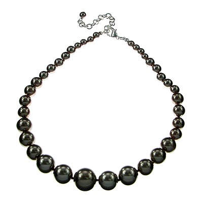 Wholesale copper Silver Glass Pearl Necklace Lobster Clasp Graduating Beads Nick