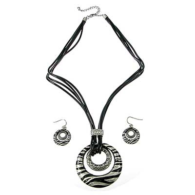 Wholesale fashion Pendant Necklace Earring Set Rhodium Silver Pendant has CZs Mu