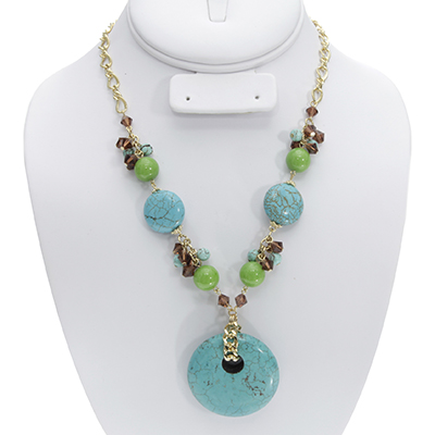 Wholesale genuine Semi Precious Stone Turquoise Designs Green Beads Brown Glass