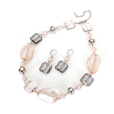 Wholesale light Peach Pink Smokey Gray Acrylic Designs Beads Necklace Earring Se