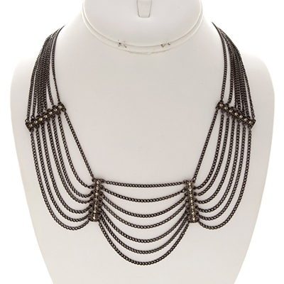 Wholesale multi strand Hematite Necklace Smokey CZs Nickel Lead Free Necklace Ap