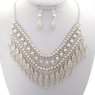 Wholesale waterfall Bib Necklace Grouped Ball Hexagonal Chain Filigree Designs M