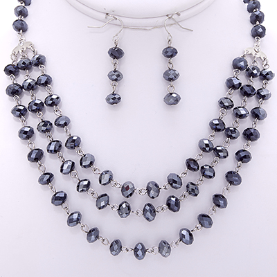 Wholesale hematite Faceted Glass Bead Designs Polished Silver Necklace Earring S