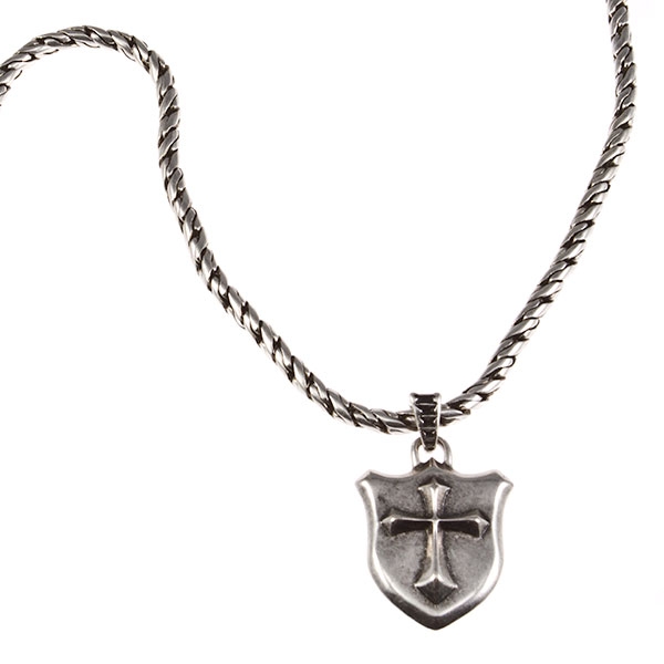 Wholesale men s fashion necklace braided silver chain medieval shield Judson s m
