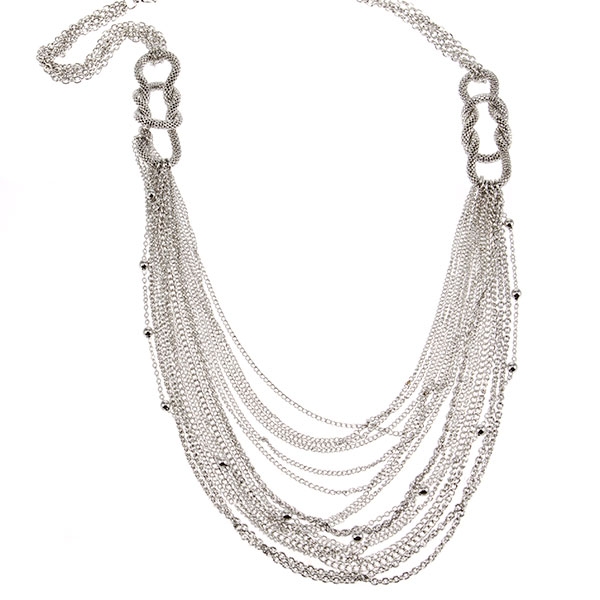 Wholesale silver chain necklace rows cascading chain