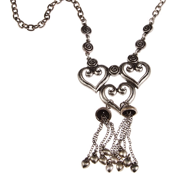 Wholesale inch silver chain necklace silver bas relief open hearts