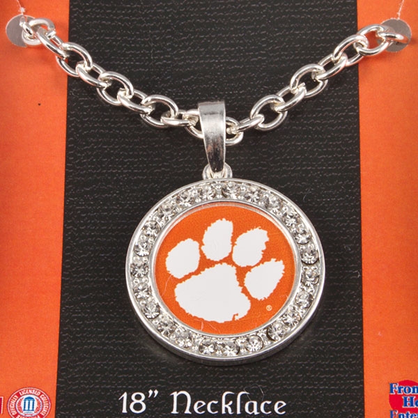 Wholesale clemson University inch necklace medallion logo crystal rhinestones