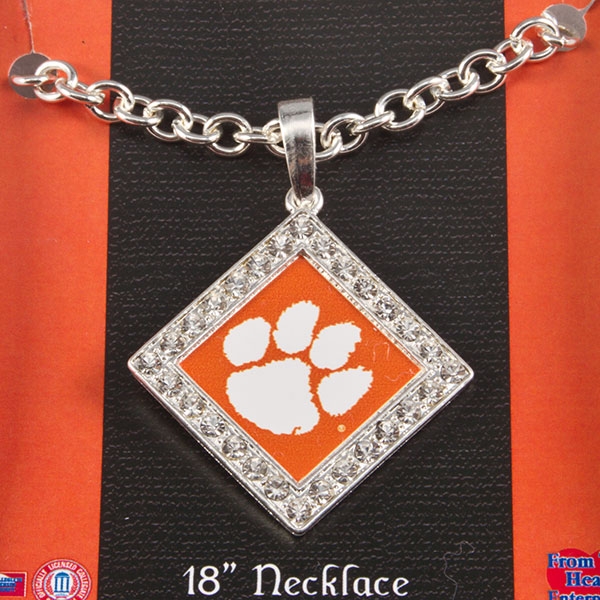 Wholesale clemson University necklace inches diamond logo crystal rhinestones