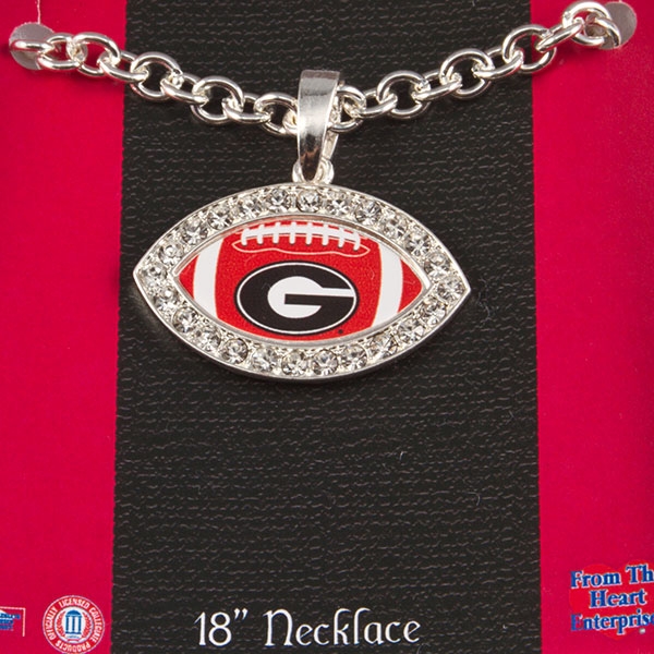 Wholesale university Georgia inch necklace football edged crystal rhinestones