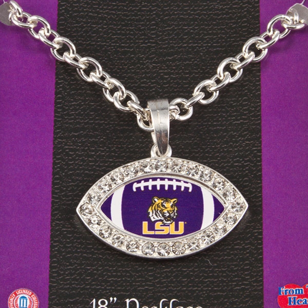 Wholesale louisianna State University inch necklace football edged crystal rhine