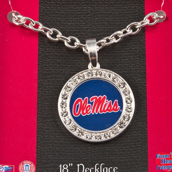 Wholesale ole Miss inch necklace medallion logo crystal rhinestones