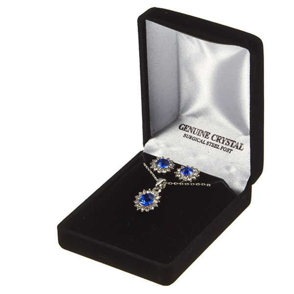 Wholesale sapphire September birthstone necklace earring set