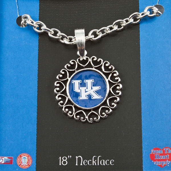 Wholesale university Kentucky silver necklace