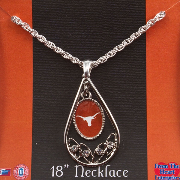 Wholesale silver chain necklace teardrop Texas Longhorn s logo