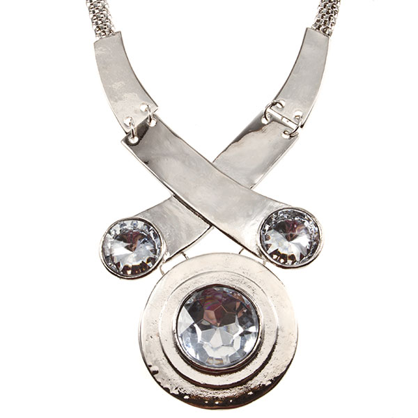 Wholesale silver bold necklace brilliant crystal acrylic gemstones