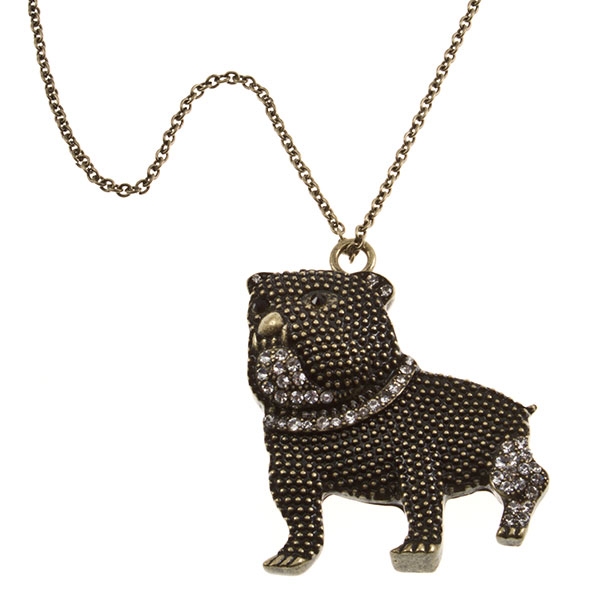 Wholesale gold chain inch necklace black silver bulldog crystal rhinestones