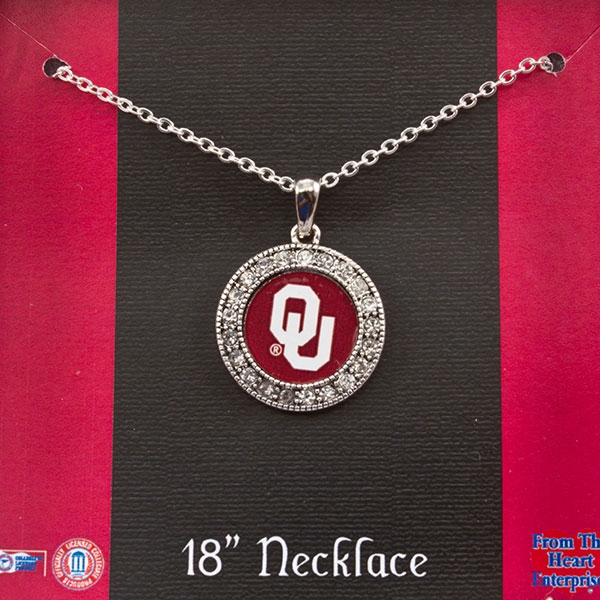 Wholesale inch silver toned Oklahoma necklace crystal rhinestones surrounding l