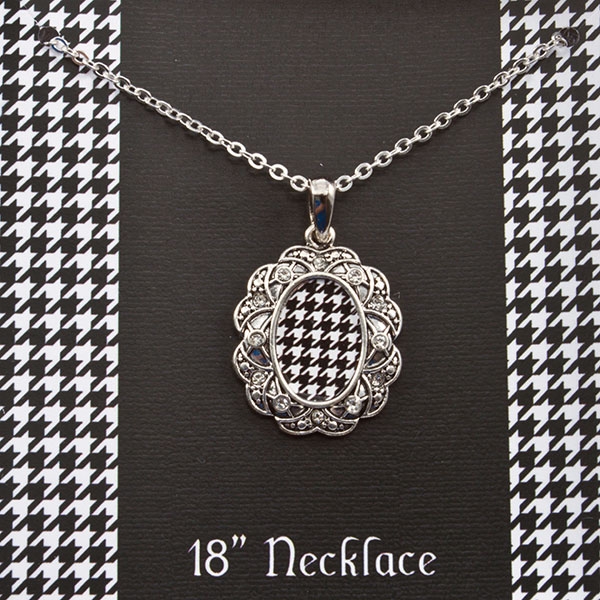 Wholesale inch Houndstooth inspired silver necklace logo center