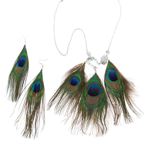 Wholesale inch silver necklace peacock feather additional inches crystal rhines