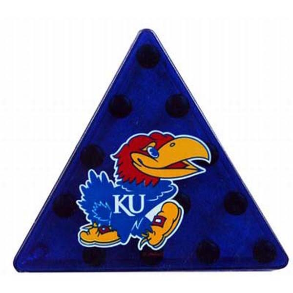 Wholesale blue triangular peg game licensed Kansas University logo front