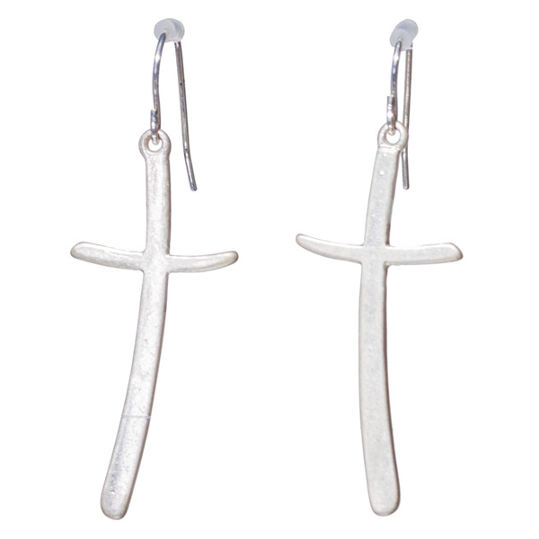 Wholesale worn Silver Cross Drop Earrings L
