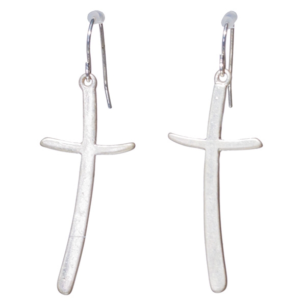 Wholesale worn Silver Cross Drop Earrings L