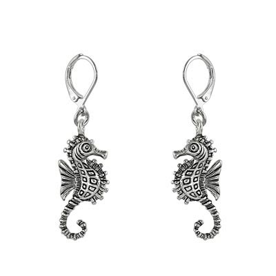 Wholesale polished Silver Sea Horse Earrings Earrings have Clasps Hypo Allergeni