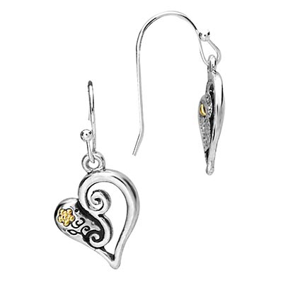Wholesale heart Light Gold Trim Polished Silver Earrings Ear Wires Hypo Allergen