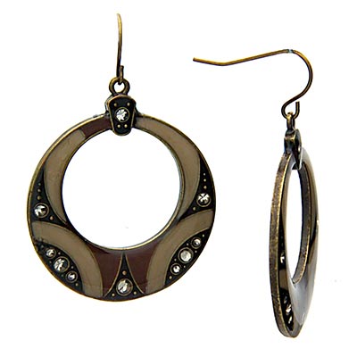 Wholesale bronze Hoop Earrings Brown Taupe Tones CZs Hypo Allergenic Lead Nickel