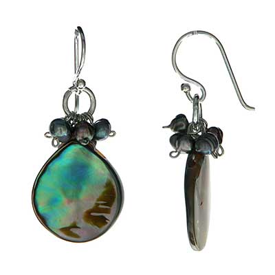 Wholesale slate Silver Color Genuine Shell Designs Glass Bead Cluster Polished S