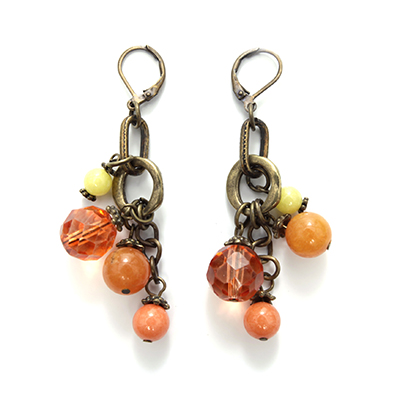 Wholesale genuine Semi Precious Stone Quartz Peach Light Green Accents Gold Clas