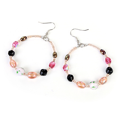 Wholesale peach Black Pink Beads Polished Gold Earrings Earrings Approx Diameter