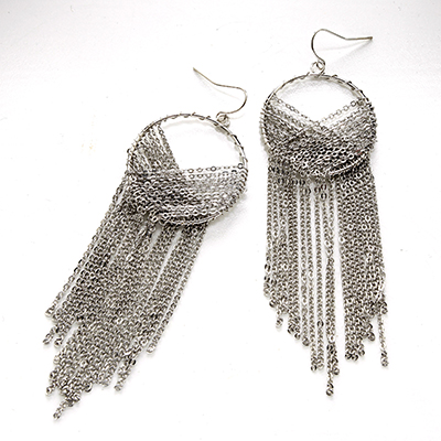 Wholesale fine Silver Chain Dangles Hoop Earring Lead Compliant Earrings Approx
