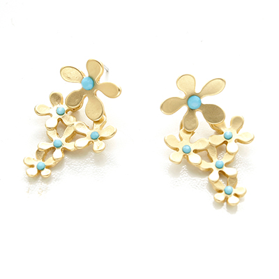 Wholesale polished Gold Filigree Earring Sea Green Facet Dangle Lead Compliant E