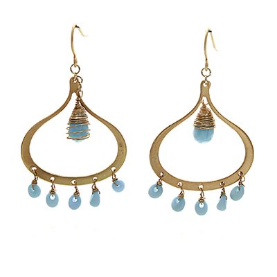 Wholesale aqua Dangles Matte Gold Earrings Nickel Lead Free Earrings Approx L W