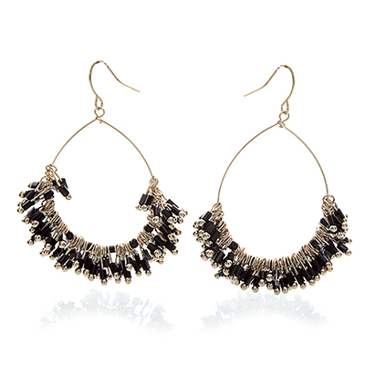 Wholesale black Rods Polished Gold Dangles Hoop Earring Nickel Lead Free Earring
