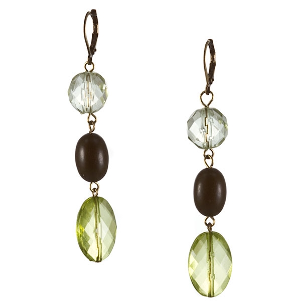 Wholesale genuine Semi precious Stone Black Designs Green Faceted Designs Gold E