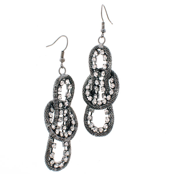 Wholesale french wire earrings brushed silver rope braiding crystal rhinestone i