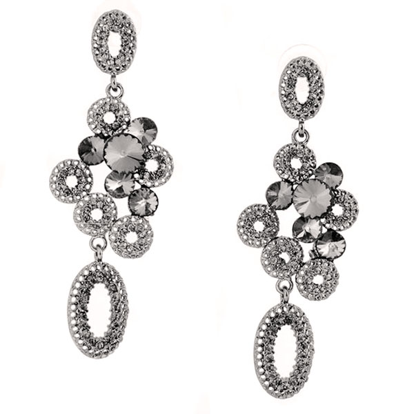 Wholesale long dangling fashion earrings small opalescent rhinestones larger fac