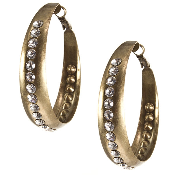 Wholesale gold hoop earrings crystal rhinestone edging
