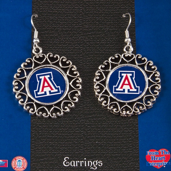Wholesale university Alabama earrings logo center circle framed connected filigr