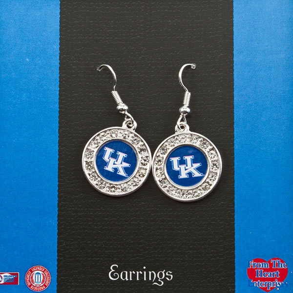 Wholesale silver earrings crystal rhinestones University Kentucky logos