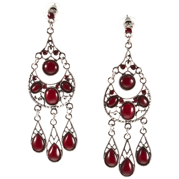 Wholesale chandelier earrings ruby red acrylic gemstones