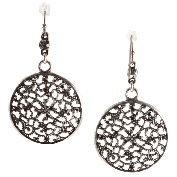 Wholesale silver medallion earrings ornate filigree