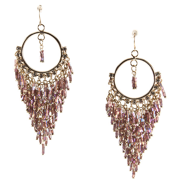 Wholesale dangling gold earrings inch ring iridescent gold beads
