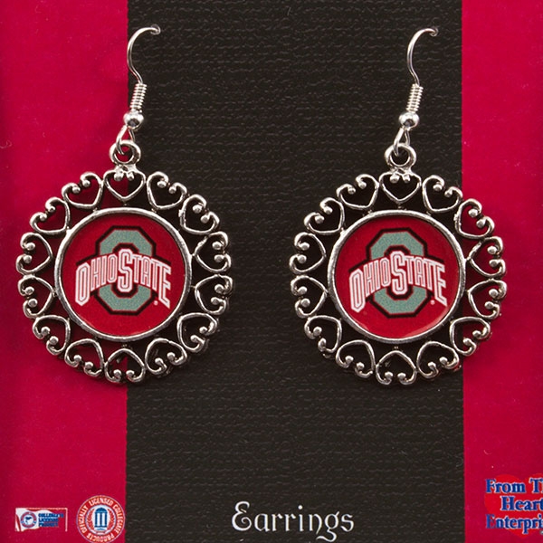Wholesale silver medallion earrings Ohio State logo