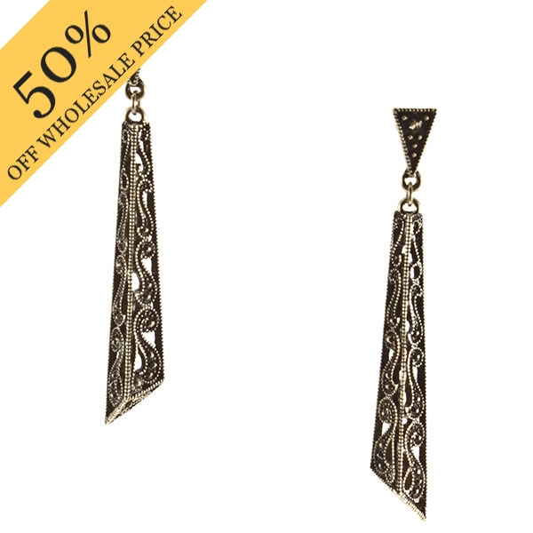Wholesale elongated gold filigree earrings