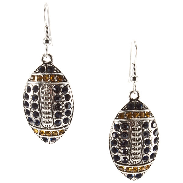 Wholesale silver toned football earrings navy gold czs