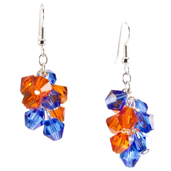 Wholesale silver fishhook earrings dangling blue orange beads