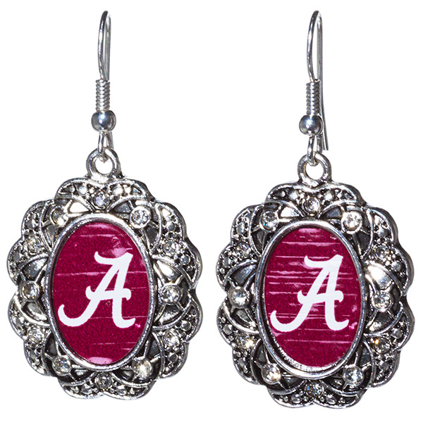 Wholesale alabama inspired silver toned fishhook earrings